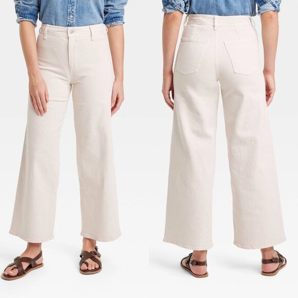 Universal Thread Denim - Size 4 - Womens High-Rise Sailor Wide Leg Ankle Jeans - Universal Thread - Beige